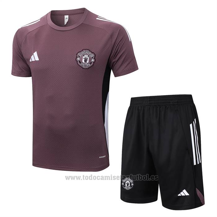 Chandal del Manchester United Manga Corta 2025-2026 Marron - Pantalon Corto